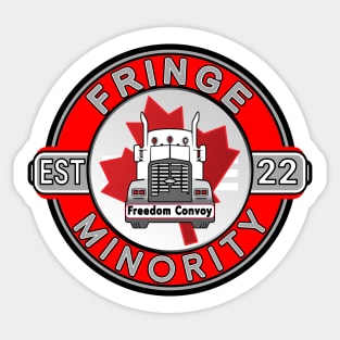 FREEDOM CONVOY 2022 FRINGE MINORITY EST 2022 RED ROUND GRAY LETTERS Sticker